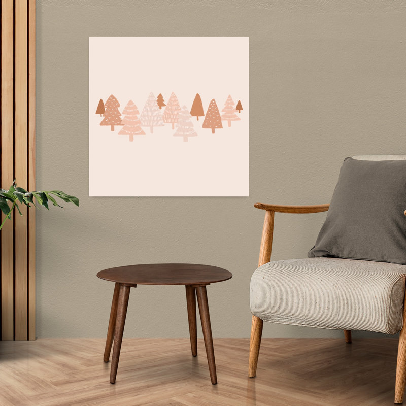 «Blush Forest Trees», arbre de Noël contemporain abstrait, paysage d'hiver, reproduction d'art mural, 24" H x 24" W
