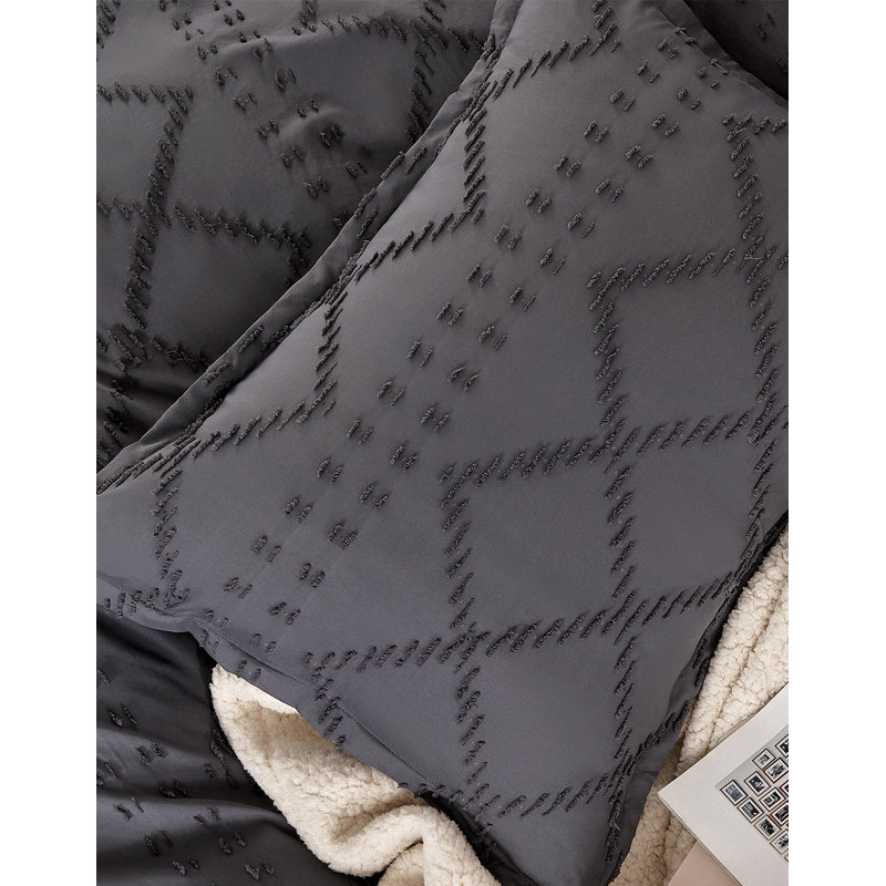Polyester Grey Embroidery Duvet Cover, Full Duvet Cover + 2 Standard Pillowcases