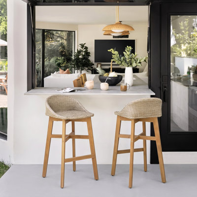 Earlene Polyethylene (PE) Wicker Outdoor 30'' Bar Stool