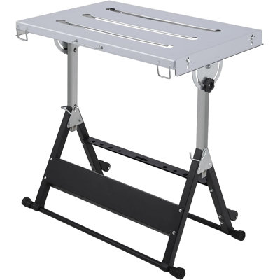 Foldable Welding Table Capacity Welding Workbench, Carbon Steel Work Bench with 3 Tilt Angles,Retractable Guide Rails for Welding Assembly Repair