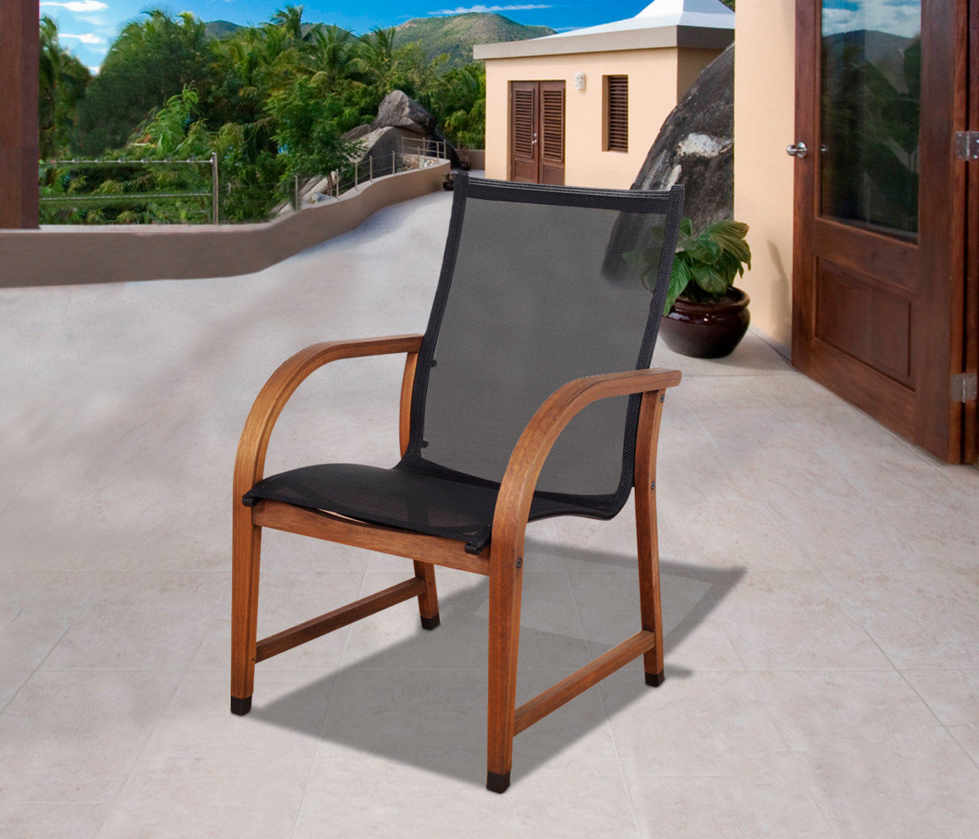 Alyisa Eucalyptus Patio Dining Chair, Black
