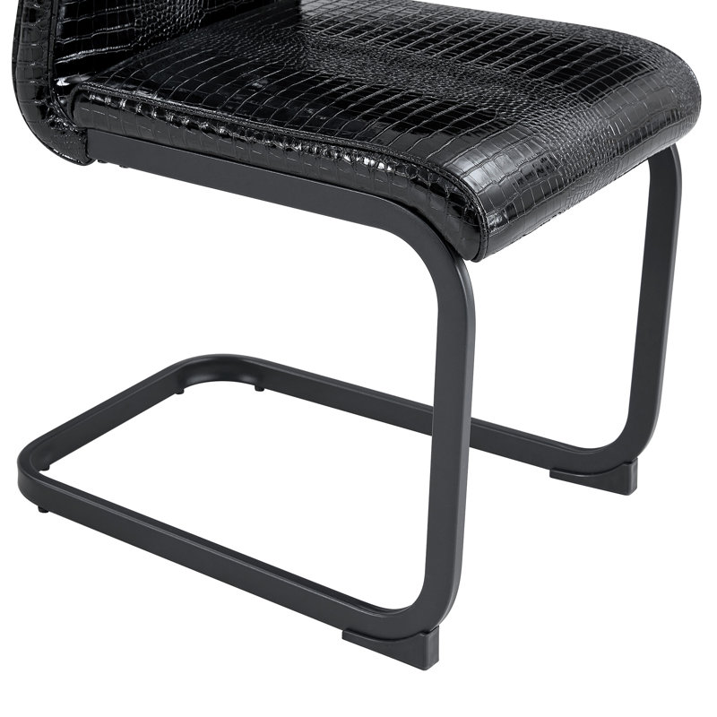Ensemble de chaises de salle à manger de style Mid-Century moderne avec ressorts rembourrés en similicuir, 2, Noir, Noir