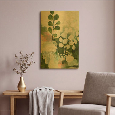 «Nature Story IV» par Laura Horn, art mural en métal doré, 16 po x 24 po