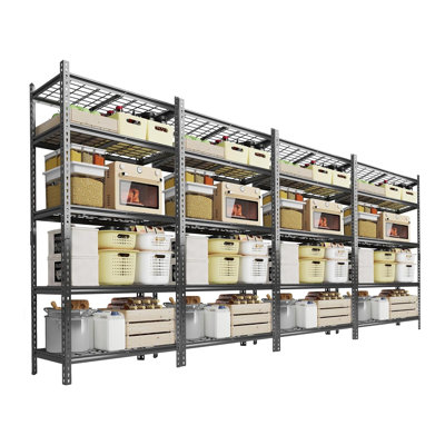4 Pack Heavy Duty 5 Tier Adjustable Steel Storage Shelves 400 LB Per Shelf 36 Inch Wide Shelving Unit for Garage Pantry Warehouse