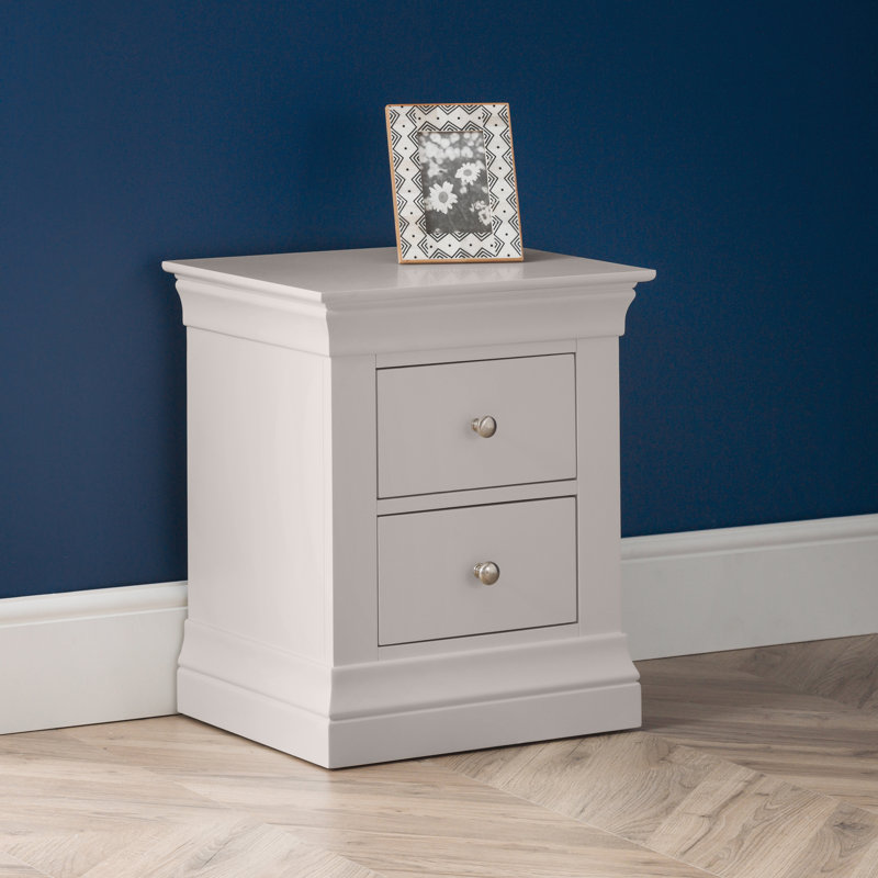 Dial 50cm W Solid Wood Bedside Table, Grey