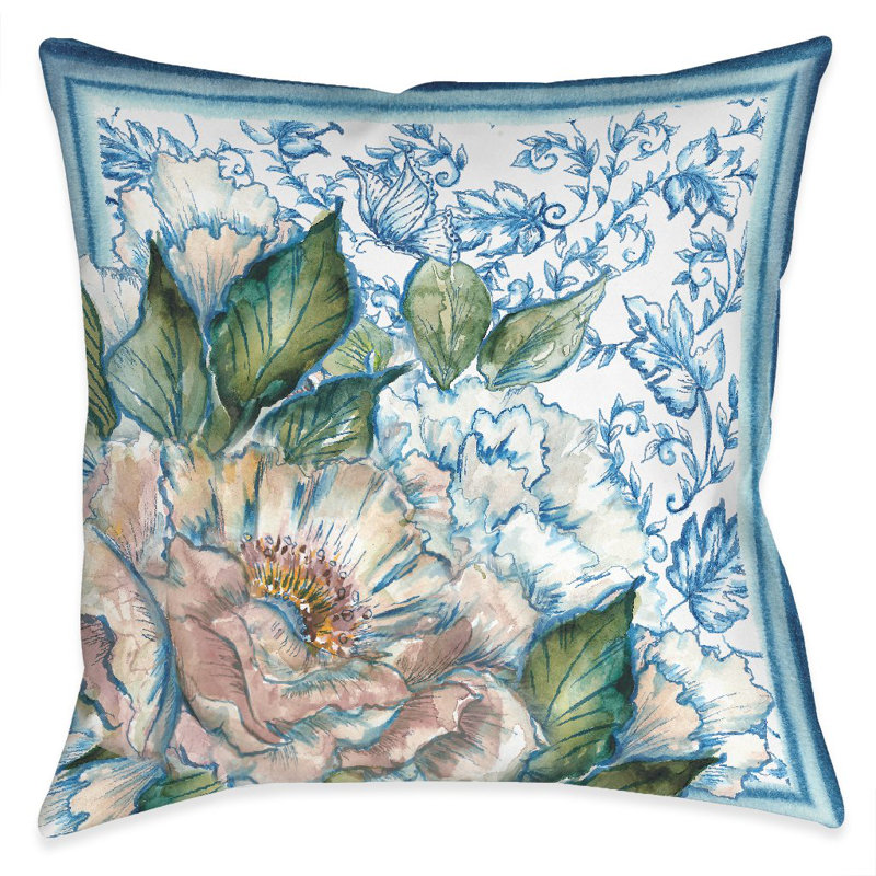 Coussin d'extérieur à fleurs chinoises