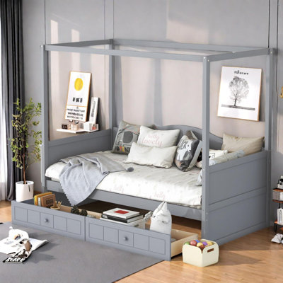 Twin Size Canopy Daybed with Storage Drawers, Space-Saving Design