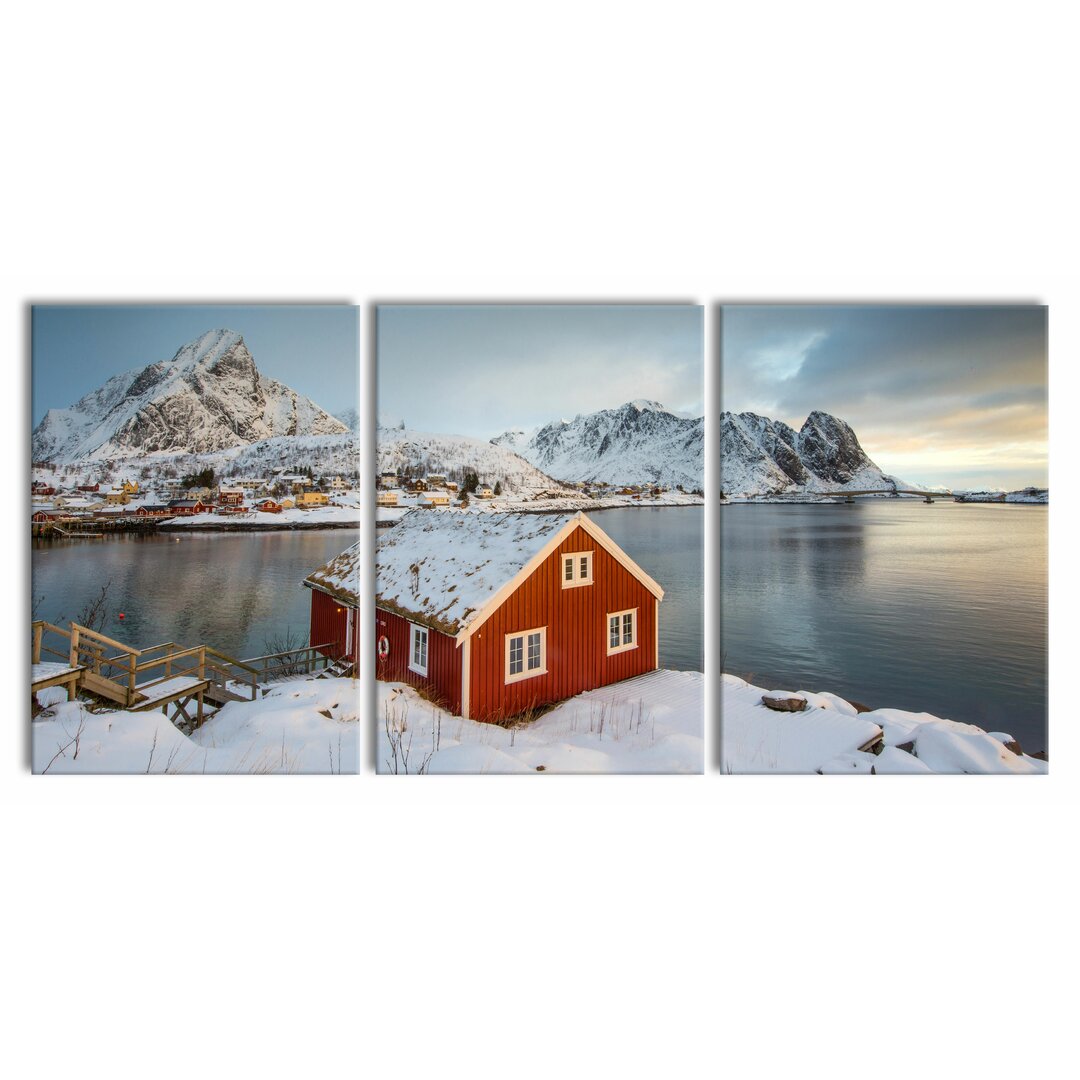 3-tlg. Leinwandbilder-Set Lofoten Fishing House