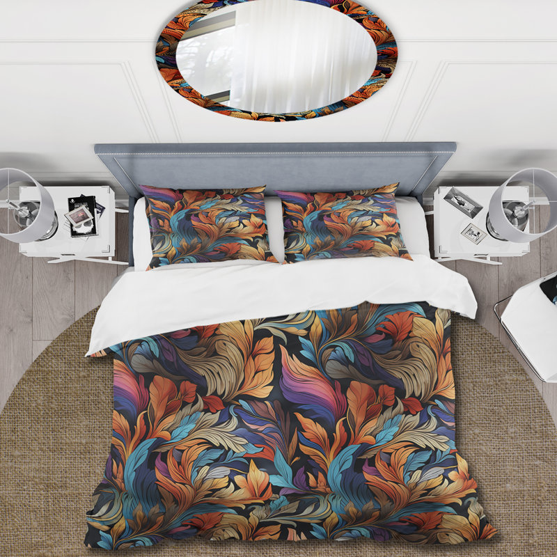 Enigma Feather Boho - ensemble de housse de couette Boho, Housse de couette simple + 1 taie décorative stan