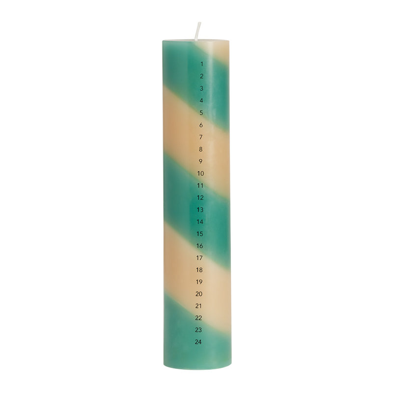 Christmas Calendar Unscented Pillar Candle, Green