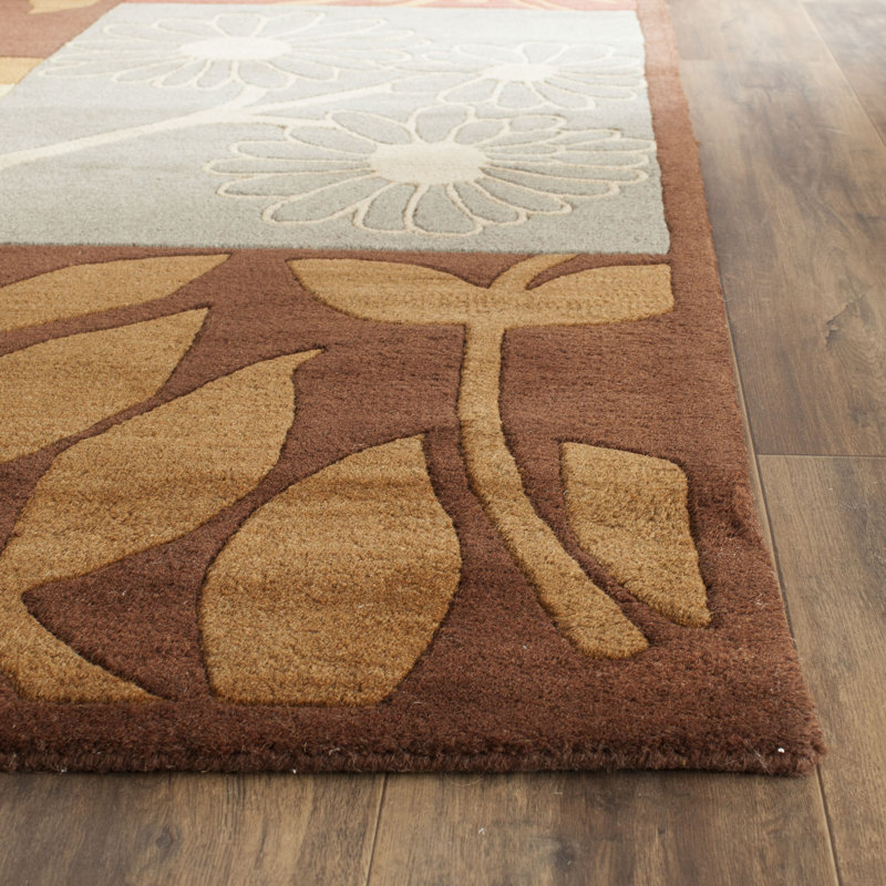 Hodgson Hand Tufted Wool/Cotton/Latex Floral Rug in Red/Brown/Gray, Rectangle 8' x 10'