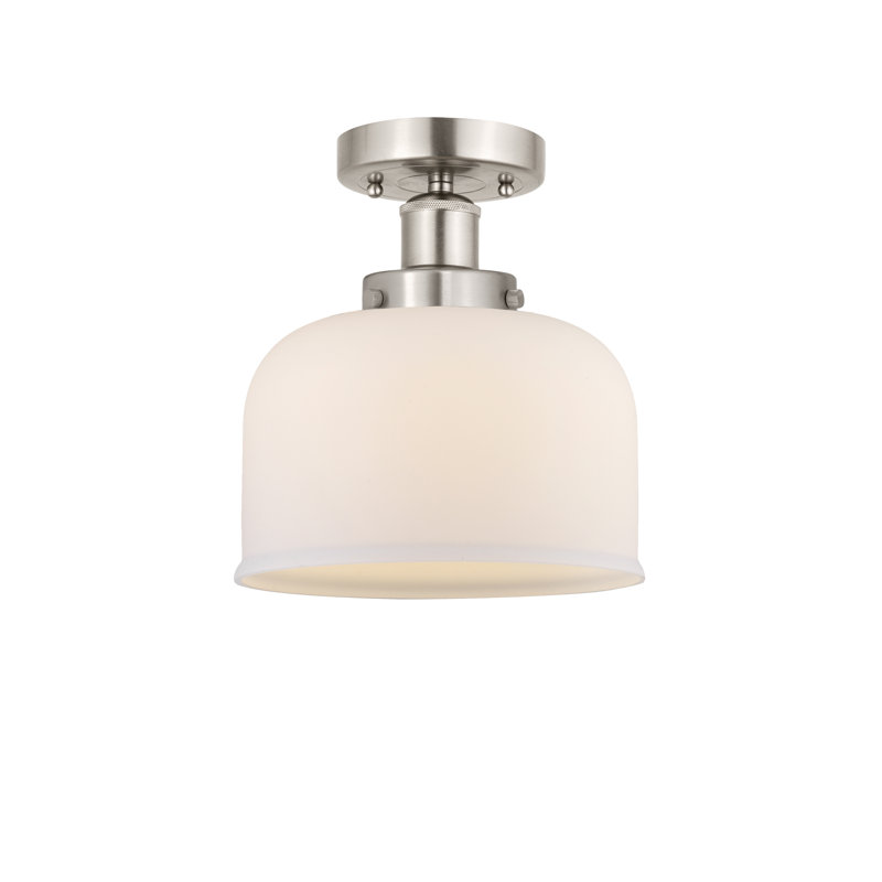 Plafonnier semi-encastré en verre Coppell, Blanc mat, Nickel satiné brossé