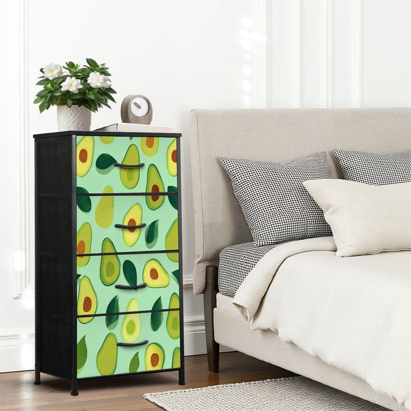 4 Drawer Dresser for Bedroom, Narrow Chest of Drawers, Wooden Top and Study Iron Frame 18"x37.5"-(WxH)