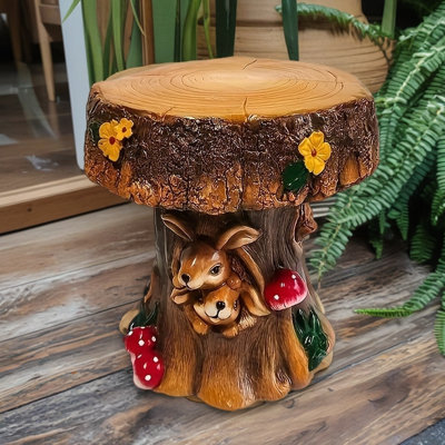 Dovarix Whimsical Rabbit Resin Garden Stool for Indoor & Outdoor Patio, Backyard & Garden Décor