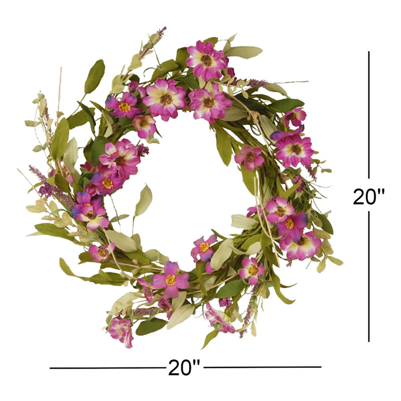 20" Garden Accents Purple Daisy Wreath