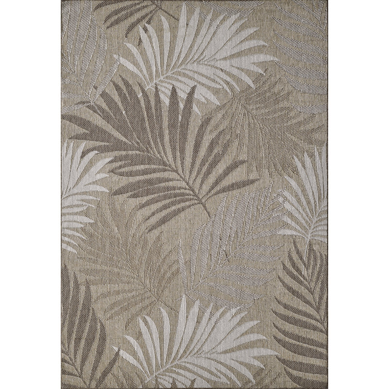 Ablie Floral Machine Woven Indoor / Outdoor Area Rug, Rectangle 3'3" x 4'11", Natural