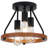 Obrien 3 - Light Farmhouse Metal And Wood Semi Flush Mount Ceiling Light Fixture For Dinning Room Living Room Bedroom Hallway Entryway Kitchen