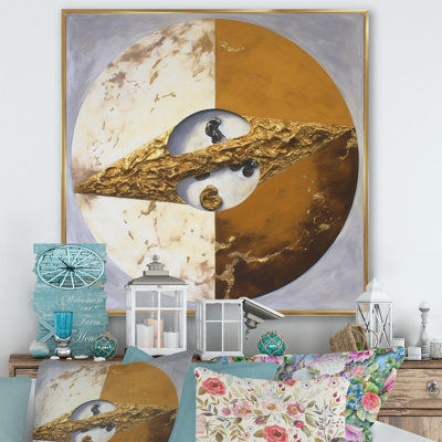 Reproduction d'art sur toile médaillée or blanc Yin et Yang II