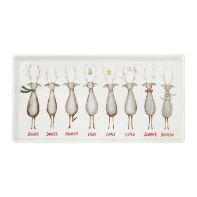 Plateau de service rectangulaire Santa's Reindeer