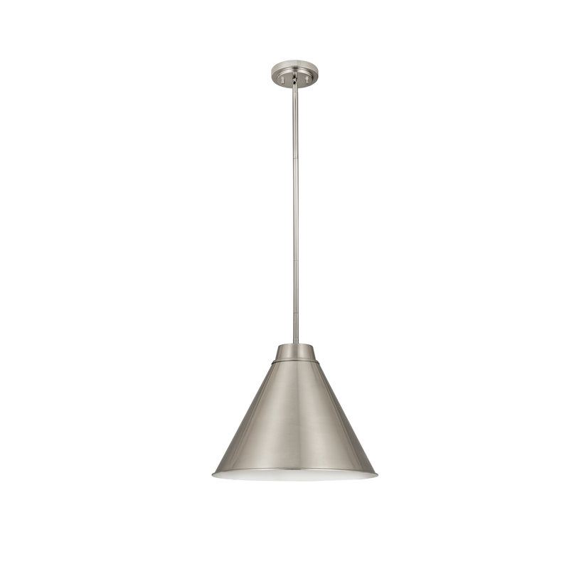 Luminaire suspendu à intensité réglable 1 lumière Haveman, Nickel brossé, H 18,5 po x l 18 po x P 18 po