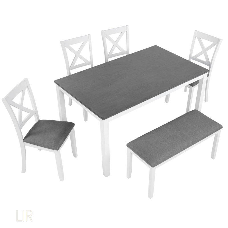 Ensemble de table de salle à manger moderne pour 6 personnes avec banc, durable et élégant pour les réunions de famille et une utilisation quotidienne dans les salles à manger ou les cuisines
