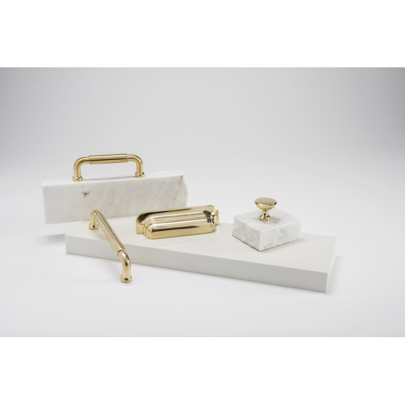 Edgewood Cup / Bin Pull, 3 3/4", Unlacquered Polished Brass