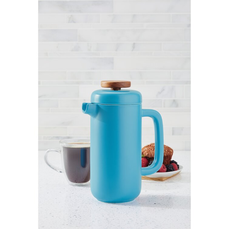 Bonjour Ceramic Coffee and Tea 8 Demitasse Cup French Press Aqua