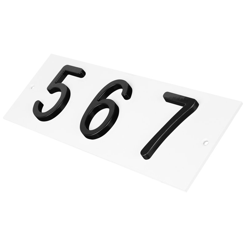 Plaque d'adresse horizontale en aluminium Royal Shade - à 3 chiffres sur mesure, Noir, Oui, Blanc