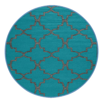 Machine Washable Trellis Blue Area Rug