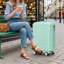 14 "/ 20" 2 pièces / ensemble dans un bagage à roulettes en ABS, avec serrure à combinaison, étui à cosmétiques 14 "(vert menthe)
