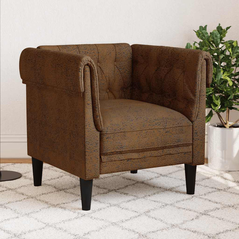  Fauteuil Chesterfield brun
