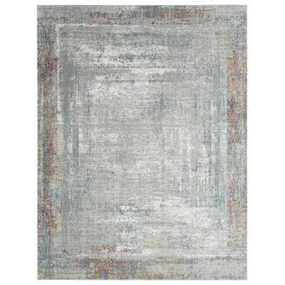 D Abstract Area Rug in Gray