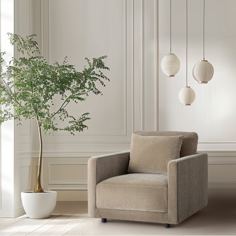 Fauteuil Kenji, Velours latte brun