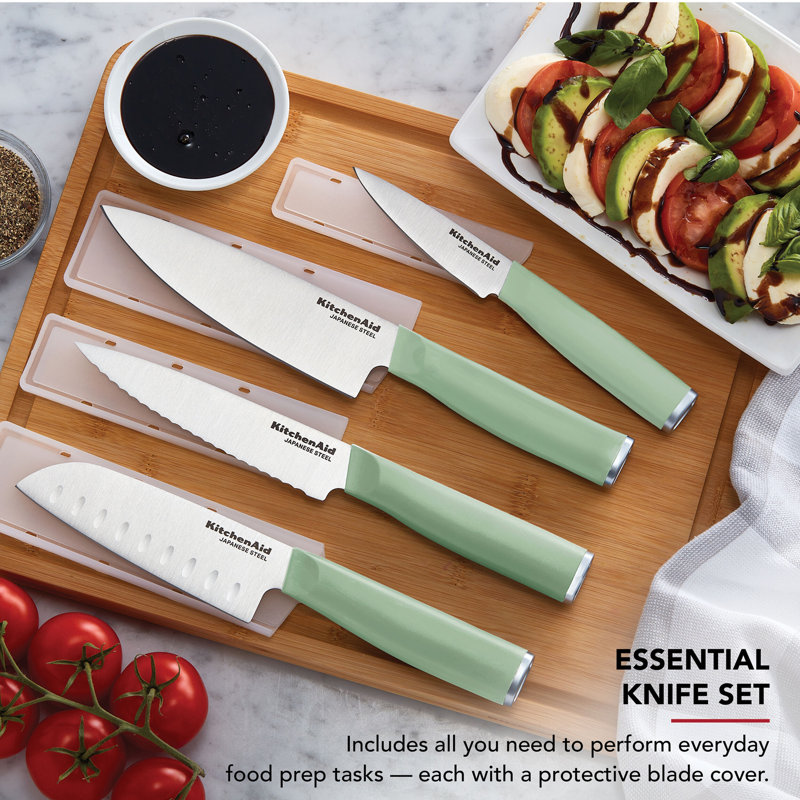 Kitchenaid Classic Chef Knife Set, 4 Piece, Blue/Black/White