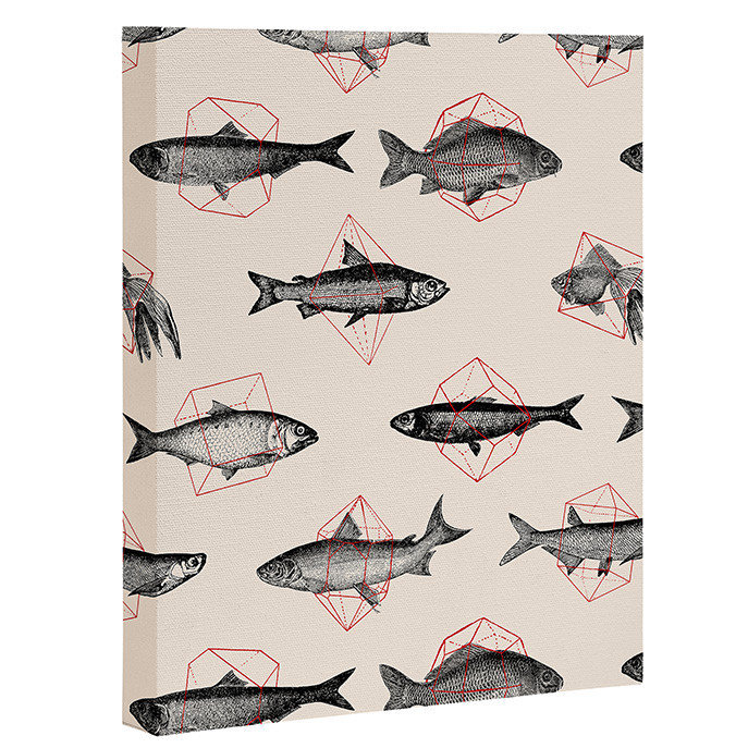 «Fishes In Geometrics», impression sur toile tendue, H 10 po x l 8 po x P 1,5 po