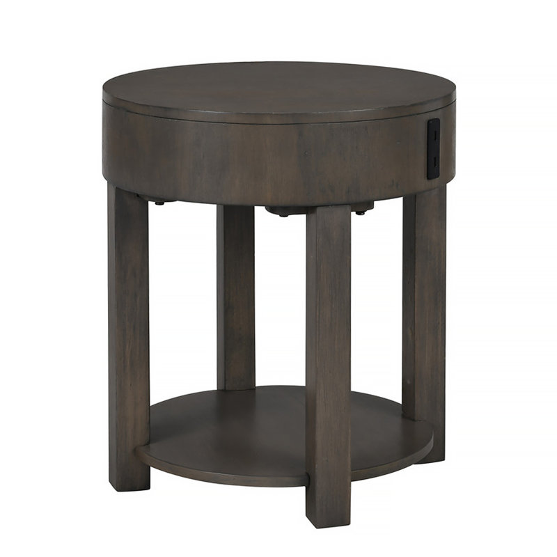 Table de bout en MDF brun clair 20 "avec ports USB Jonah