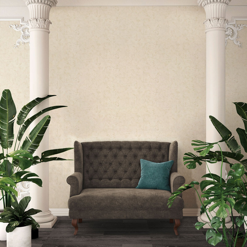 Absolutely Chic Distressed Geometric Motif 33' L x 21" W Wallpaper Roll, Cream