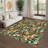 Modern Area Rug Washable Floral Print Floor Mat With Rubber Backing, Stain-Resistant Farmhouse Indoor Carpet, Soft Low Pile Accent Rugs for Bedroom-67907176