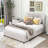 Wood Upholstered Platform Bed with Drawers, Trundle and Headboard-1639318665-1639318666