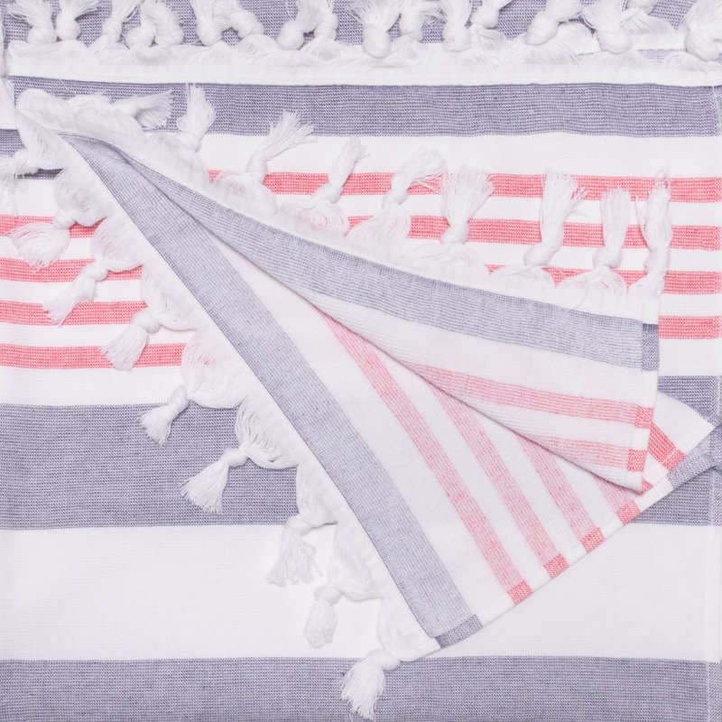 Serviette de plage Marlene, Gris charbon / Rouge