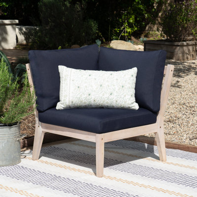 Amina Outdoor Solid Wood Acacia Corner Chair with Cushions