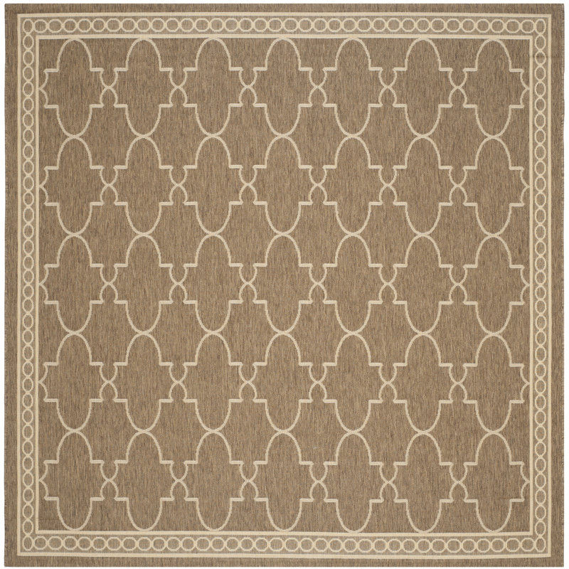 Tapis intérieur / extérieur beige Herefordshire, Carré de 7 pi 1 po