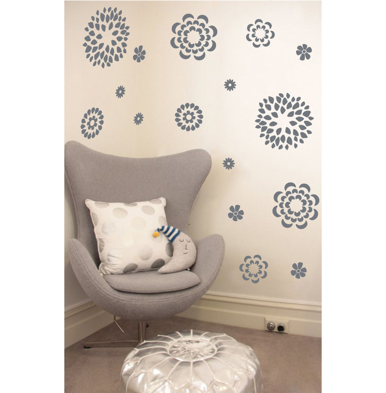 Plants & Flowers Non-Wall Damaging Wall Decal, 19" H x 24" W x 0.01" D, Storm Gray