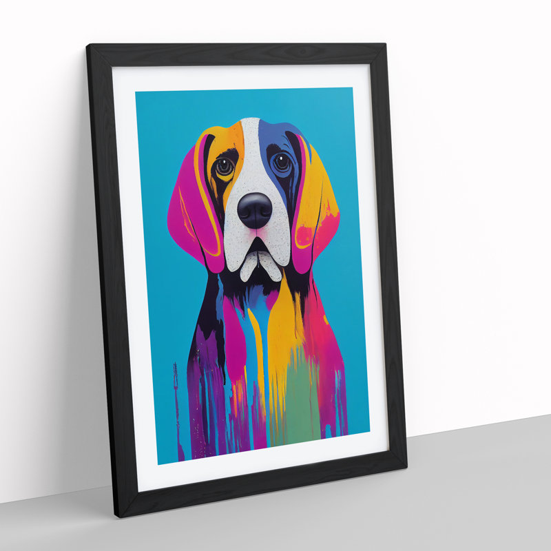 Dripping Dog No.5 Abstract - Single Picture Frame Print, Black, 46cm H x 34cm W x 2cm D