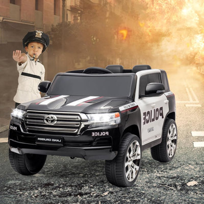 Kids 12V 2-Seater Electric Ride-On Car with Remote Control, Double Doors, Music, Lights & Safety Belt Police Style