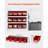 Wall Mounted Storage Bins, 12 Plastic Bins & 3 Metal Rails, Plastic Hanging Stackable Storage Bin for Screws, Nuts, Bolts, Nails, Hardware Tool Organizer for Workshop, Craft Room, Garage, Red-1921624971