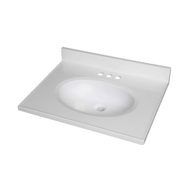 25'' Single Bathroom Vanity Top in White with Sink