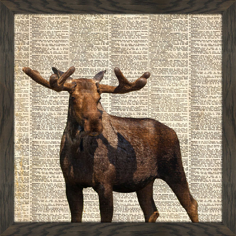 «Country Moose I», impression, H 37,5 po x l 37,5 po x P 1 po, Cadre chocolat patiné