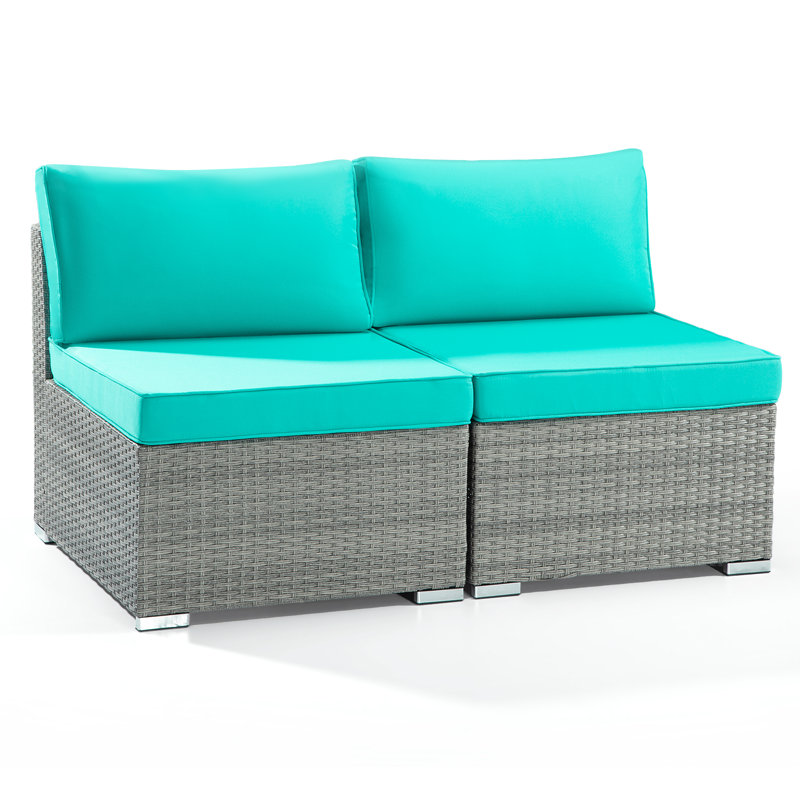 50'' Wide Straight Wicker Loveseat with Cushions, Light Green