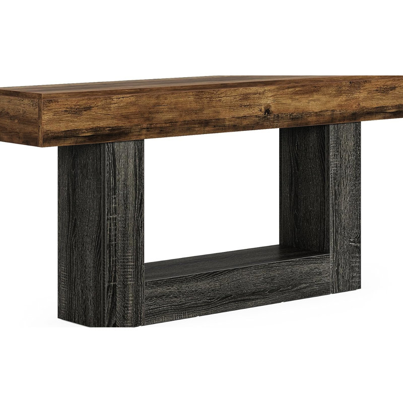 Console en bois, canapé-lit long en bois étroit, canapé-lit rectangulaire derrière le canapé